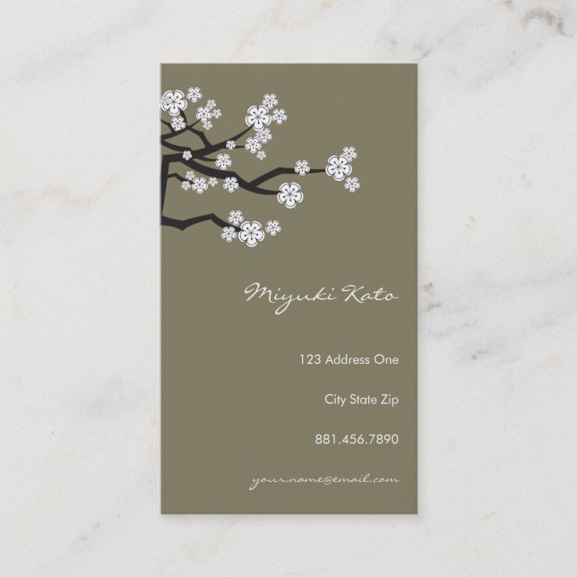 Carte De Visite La cerise orientale blanche Sakura s'épanouit dans (Devant)