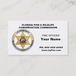 Carte De Visite La Commission FWC de faune de la Floride