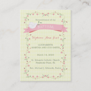 Carte De Visite La couronne florale rose du Baptême