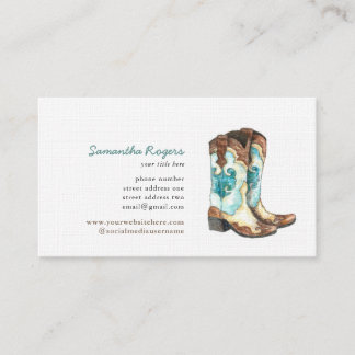 Carte De Visite La Cowgirl Boots Aquarelle Peinture
