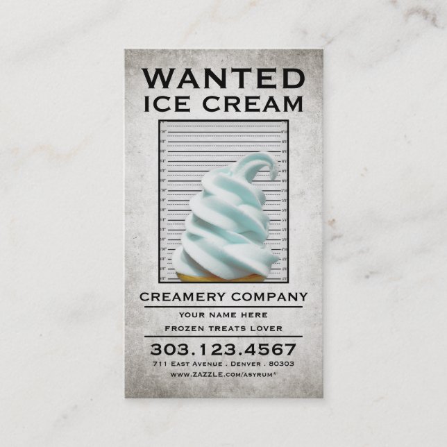 Carte De Visite la crème glacée a voulu l'affiche (Devant)