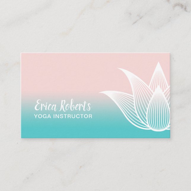 Carte De Visite La fleur de Lotus d'instructeur de yoga rougissent (Devant)