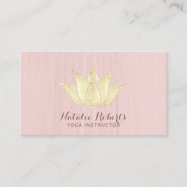 Carte De Visite La fleur de Lotus d'or d'instructeur de yoga (Devant)