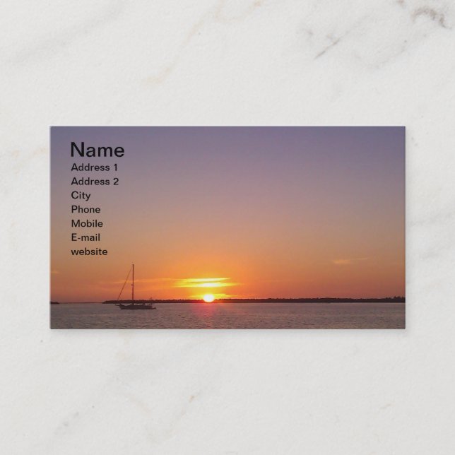 Carte De Visite La Floride verrouille le coucher du soleil (Devant)
