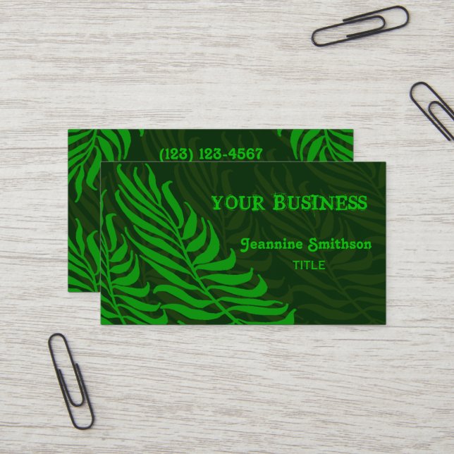 Carte De Visite La fougère verte laisse la nature ambiante (Devant/Arrière en situation)