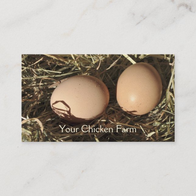Carte De Visite La gamme libre eggs sur un lit de foin (Devant)