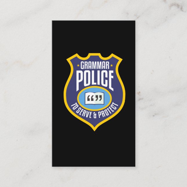 Carte De Visite La Grammar Police Anglaise Funny Sarcasm Littérair (Devant)