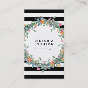 Carte De Visite La guirlande florale barre le cadre de cercle