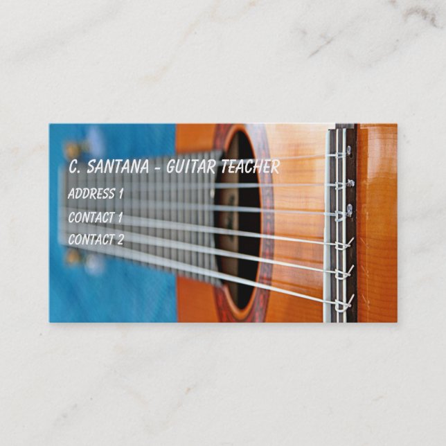 Carte De Visite La guitare ficelle le plan rapproché (Devant)