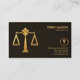 Carte De Visite La justice d'or mesure la loi en bois fine