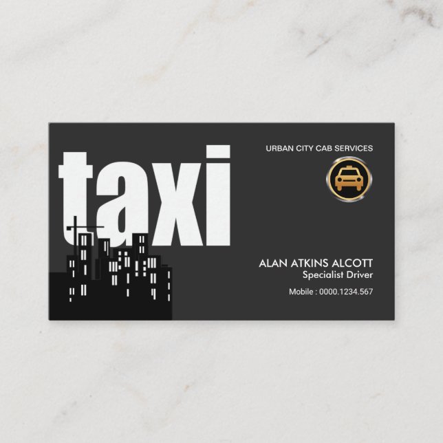 Carte De Visite La magnifique ville de Silhouette Taxi (Devant)