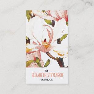 Carte De Visite La magnolia rose de corail botanique fleurit l'art