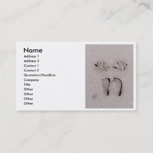 Carte De Visite La main et les pieds imprime en sable de plage de
