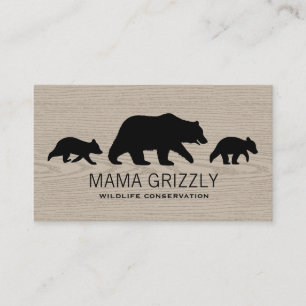 Carte De Visite La maman ours gris avec CUB silhouette la faune