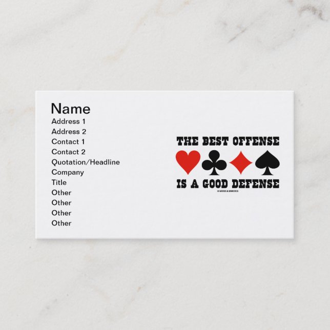 Carte De Visite La meilleure offense est une bonne défense (le (Devant)