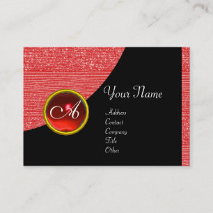 Carte De Visite La MODE ROUGE PERLE LE MONOGRAMME, rubis noir