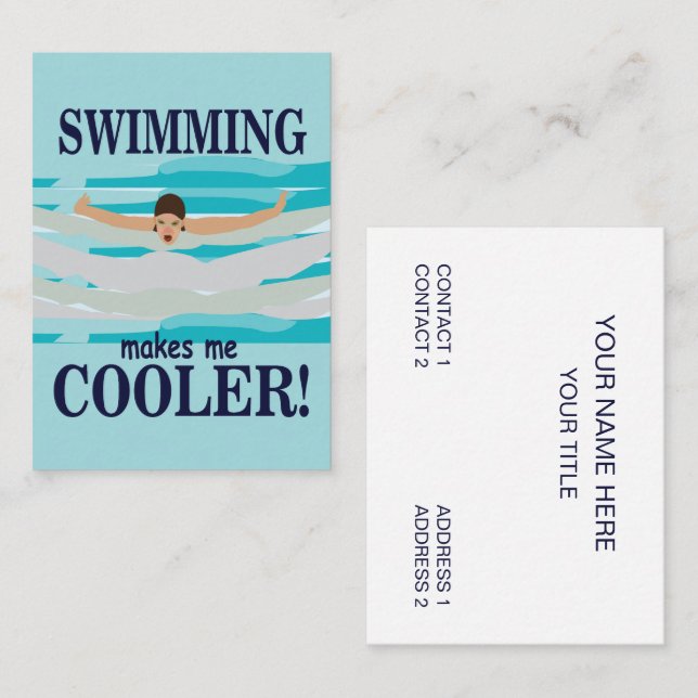 Carte De Visite La natation Me Fait Glacière Swimmer Coach de nata (Devant / Derrière)