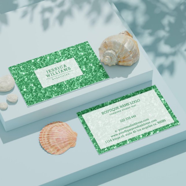 Carte De Visite La Parties scintillant Verte Faux Et Les Étincelle (Créateur téléchargé)