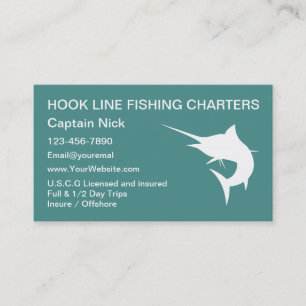 Carte De Visite La pêche affrète capitaine Marlin Design de bateau