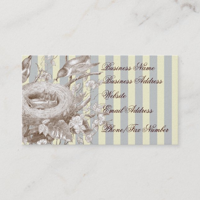 Carte De Visite La Petite Famille, bleu et crème sur or (Devant)