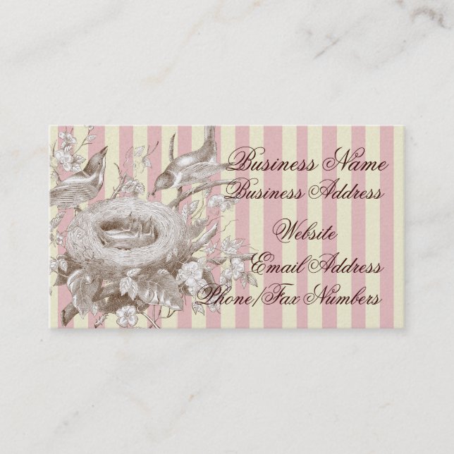 Carte De Visite La Petite Famille sur rose, crème et or (Devant)