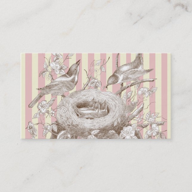 Carte De Visite La Petite Famille sur rose et crème avec merci (Devant)