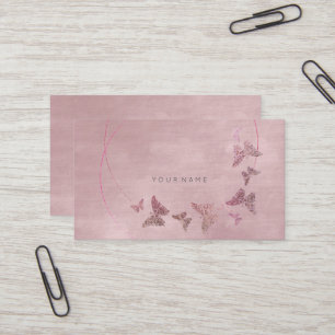 Carte De Visite La poudre sensible rougissent le papillon rose VIP