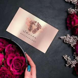 Carte De Visite La poussière rose de parties scintillantes d'or d