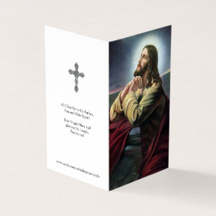 Carte De Visite La prière catholique carde   Jésus priant 1