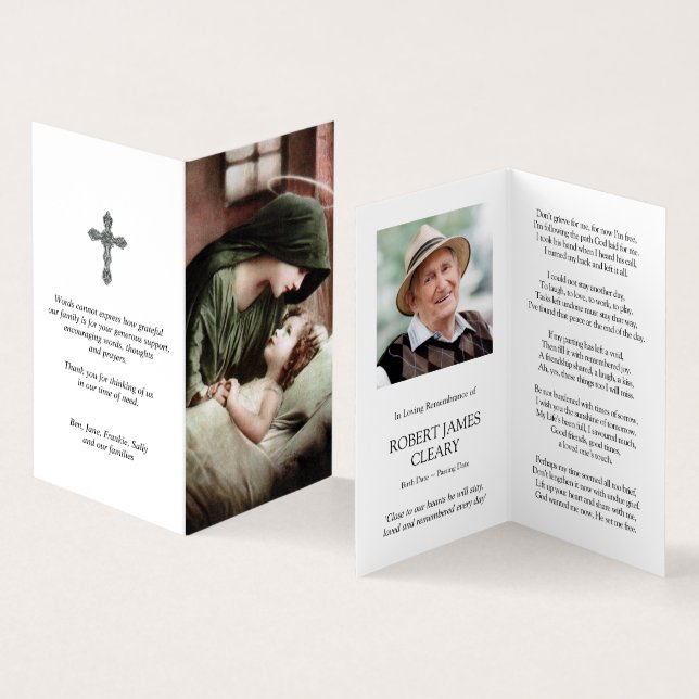 Carte De Visite La prière catholique carde la mère Mary de | (Intérieur et extérieur)
