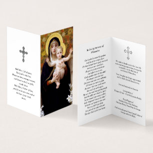 Carte De Visite La prière catholique carde   Madonna de lis