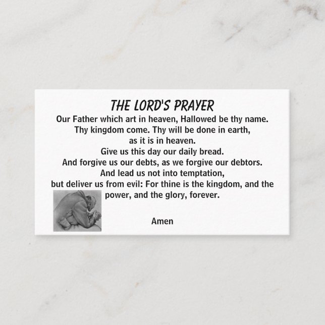 CARTE DE VISITE LA PRIÈRE DU SEIGNEUR MATTHEW 6:9 (Devant)