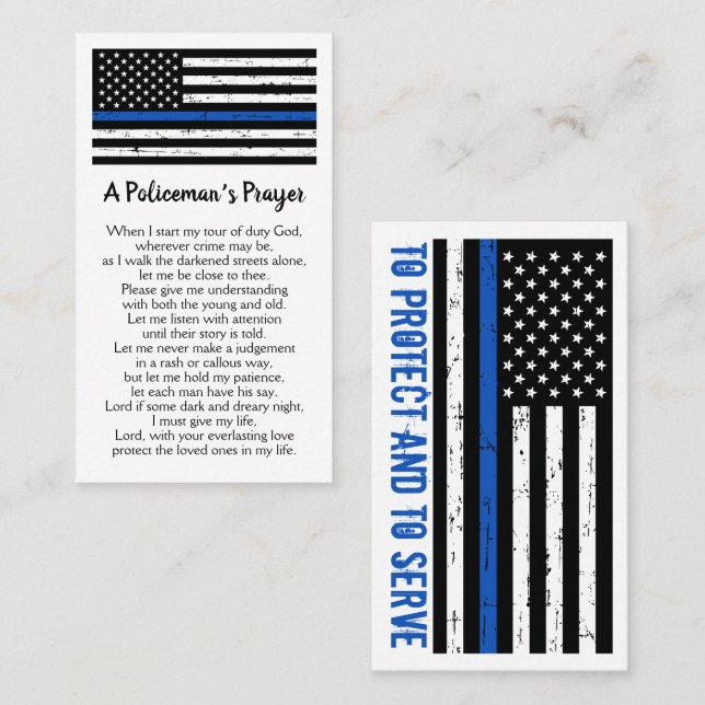 Carte De Visite La prière d'un policier La Ligne Bleue Mince Offic (Devant / Derrière)