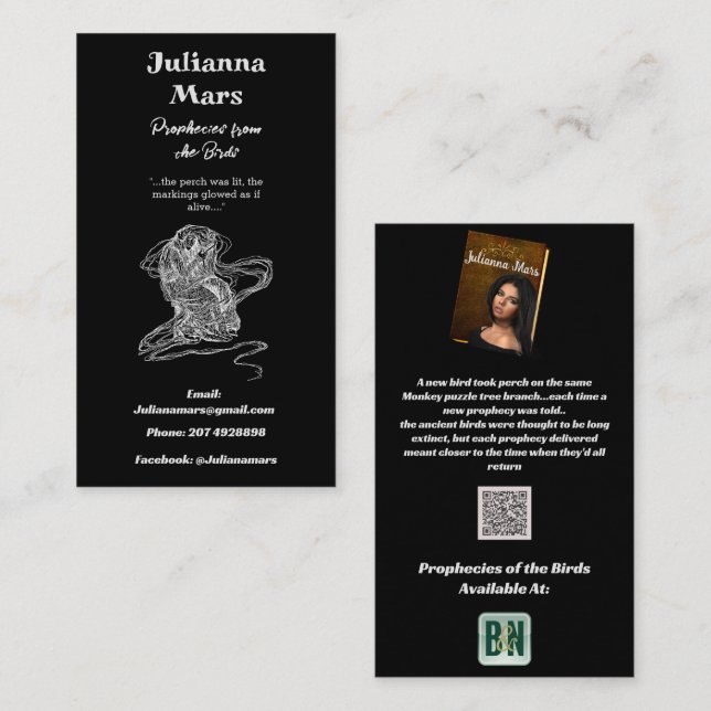 Carte De Visite La promotion de l'auteur noir blanc (Devant / Derrière)
