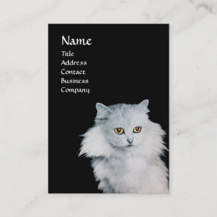 Carte De Visite LA REINE DES CHATS BLANCS, papier de perle MONOGRA