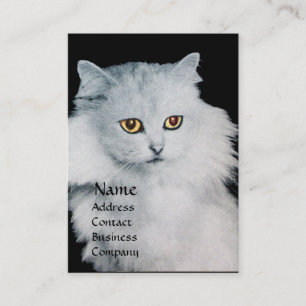 Carte De Visite LA REINE DES CHATS BLANCS, papier perlé blanc