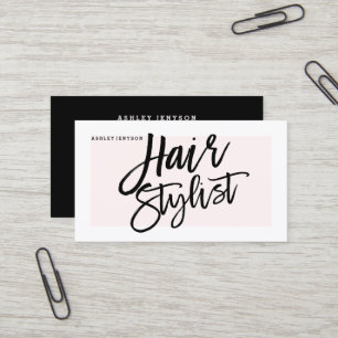 Carte De Visite La typographie de coiffeur moderne rougissent rose