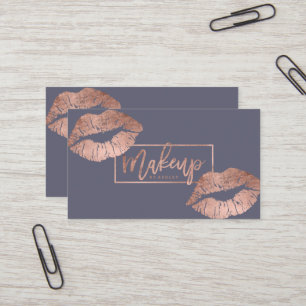 Carte De Visite La typographie de maquillage lèvres faux rose dor