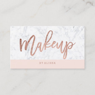 Carte De Visite La typographie rose d'or de maquillage rougissent