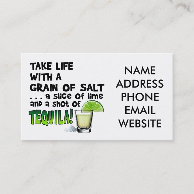 Carte De Visite La vie, chaux, sel, TEQUILA ! Humour de cocktail (Devant)