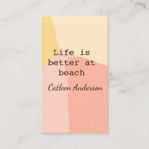 Carte De Visite La vie est meilleure à la plage jaune orange bohèm