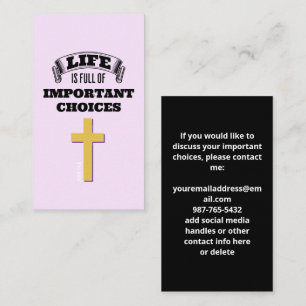 Carte De Visite LA VIE EST PLEINE DE CHOIX IMPORTANTS Evangélisme