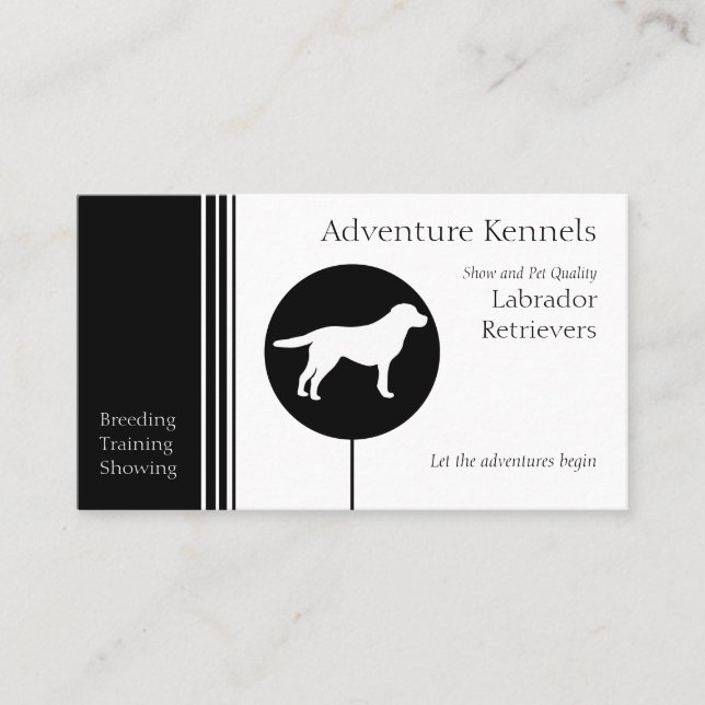 Carte De Visite Labrador Retriever Silhouette moderne noir blanc (Devant)