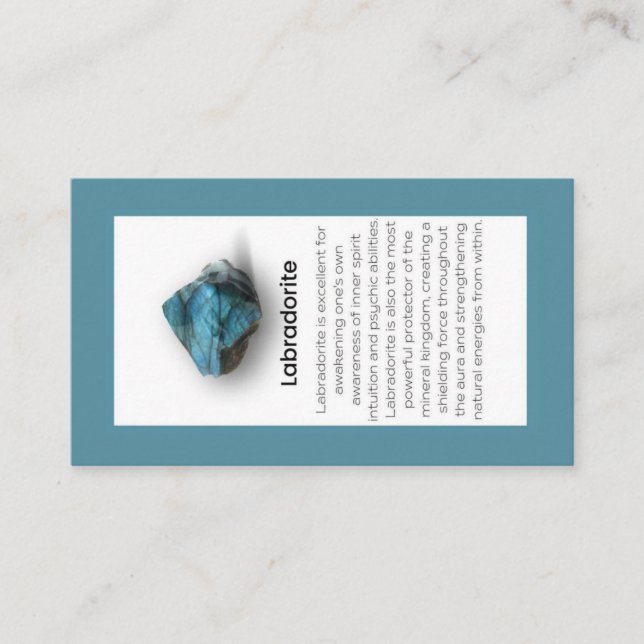 Carte De Visite Labradorite Crystal Signification Bijoux Display (Devant)