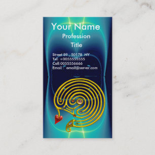 CARTE DE VISITE LABYRINTHE D'OR HYPER / VAGUES CLAIRES D'AQUA TURQ