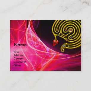 CARTE DE VISITE LABYRINTHE HYPER EN FUCHSIE ROSE VAGUES LUMINEUSES