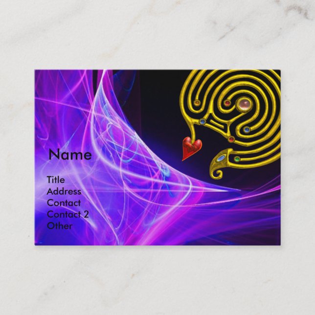 CARTE DE VISITE LABYRINTHE HYPER EN ROSE BLEUE VAGUES LUMINEUSES (Devant)