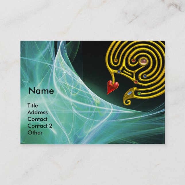 CARTE DE VISITE LABYRINTHE HYPER EN VERT BLEU VAGUES TURQUOISES (Devant)