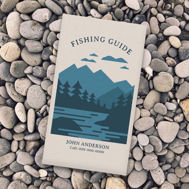 Carte De Visite Lac & Montagnes - Guide de pêche Verticale (Lake & Mountains - Fishing Guide Vertical Business Card)