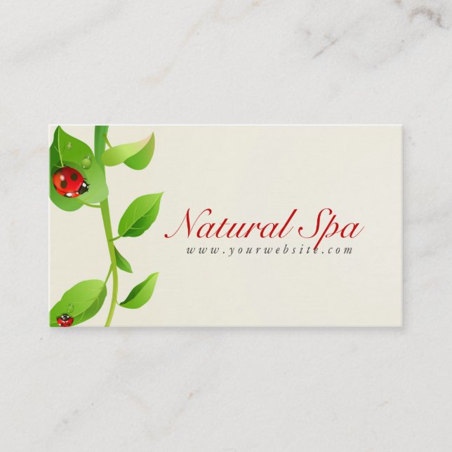 Carte De Visite Lady Bug Green Leafs Spa naturel (Devant)